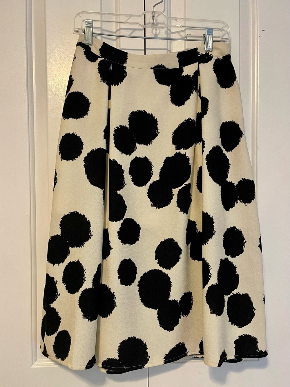 Who What Wear Cream Skirt with Black Spot Print